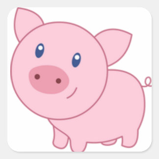 Rosa Schweine Quadratischer Aufkleber