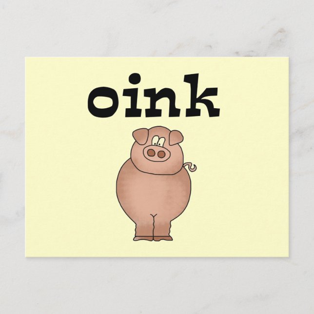 Rosa Schweinefleisch T - Shirt und Geschenke Postkarte (Vorderseite)