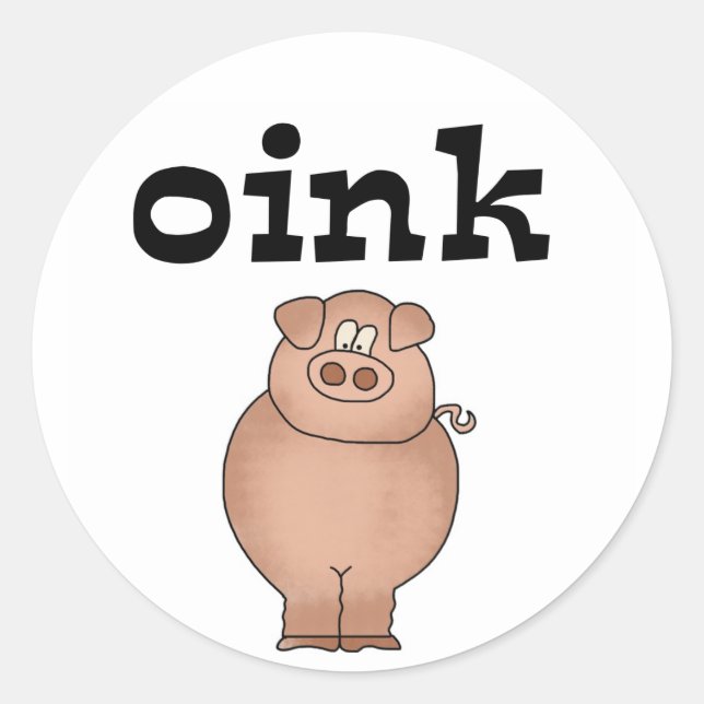 Rosa Schweinefleisch T - Shirt und Geschenke Runder Aufkleber (Vorderseite)