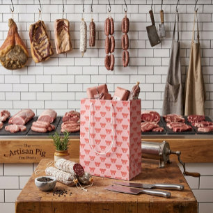 Rosa Schweinekopf Silhouette Farm Papier-Tüte Mittlere Geschenktüte