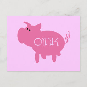 Rosa Schweineschirme und Geschenke Postkarte