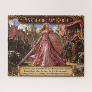 Rosa Schwert-Dame-Ritter-Fantasie-Puzzle