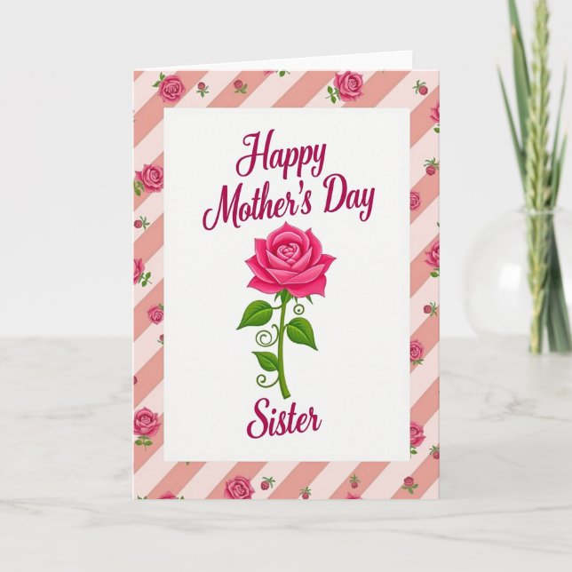 Rosa Schwester Tag Karte (Vorderseite)