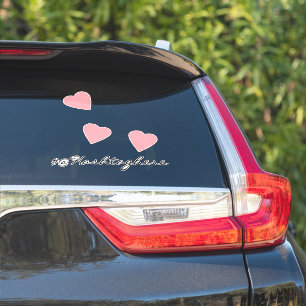 Rosa schwimmende Herzen  Name  Schrift Auto-Aufkle Aufkleber