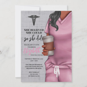 Rosa Scrubs Nursing School Abschluss Einladung