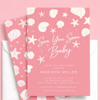 Rosa Sea You Soon Baby Shower Einladung
