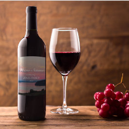 Rosa Seascape Sunset Foto Personalisiert Weinetikett