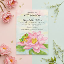 Rosa Seerose und Laubfrosch Geburtstag für jedes A