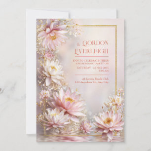 Rosa Seerosen Gold Glitter Rahmen Hochzeit Einladung