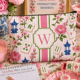 Rosa Seersucker Mahjong-Tasche personalisiert Zubehörtasche