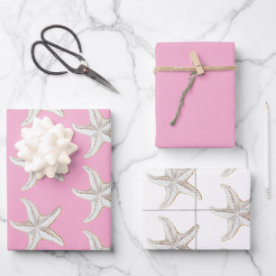 Rosa Seestern Strand Brautparty Geschenkpapier Set