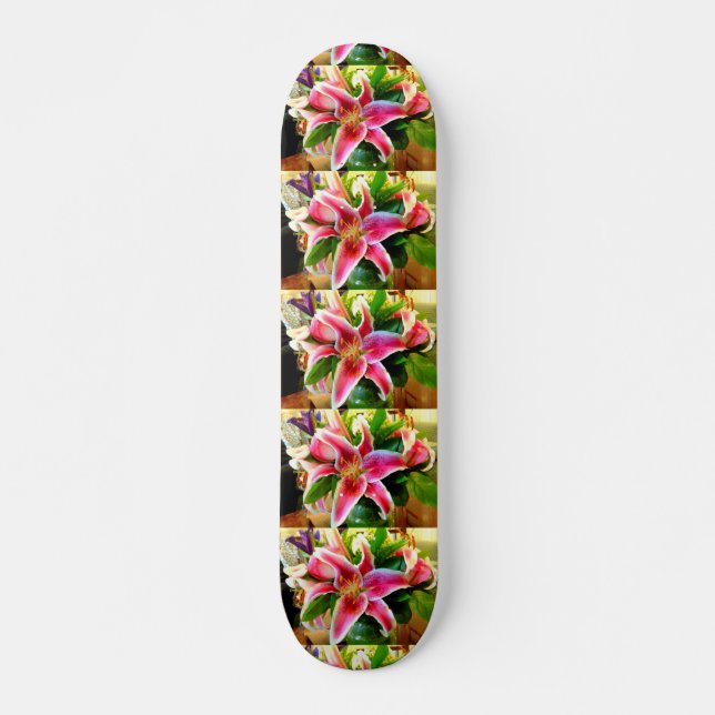 Rosa Seesterne Skateboard (Vorne)