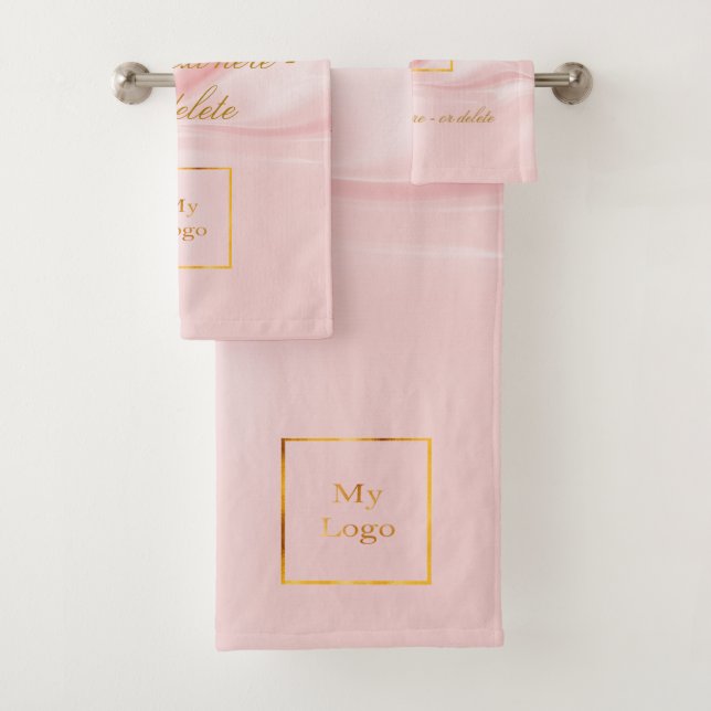 Rosa Seide Schönheitssalon Text Firmenlogo Badhandtuch Set (Insitu)