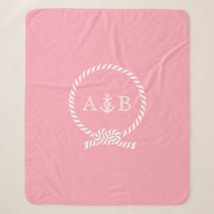 Rosa Seile und Anker Mit Monogramm Sherpadecke