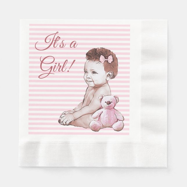 Rosa, sein Mädchen, afroamerikanisches Baby Napkin Serviette (Vorderseite)