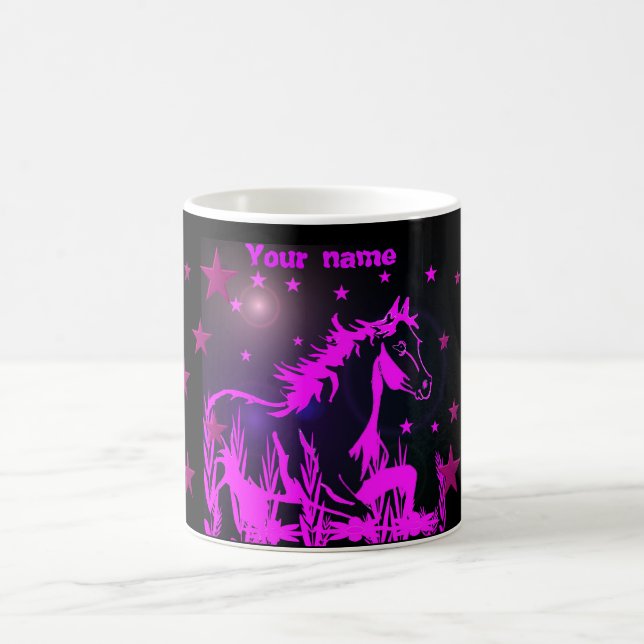 Rosa, Senf auf schwarzem Hintergrund Kaffeetasse (Mittel)
