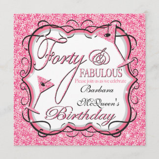 Rosa Sequin-40. Geburtstags-Party Einladungen
