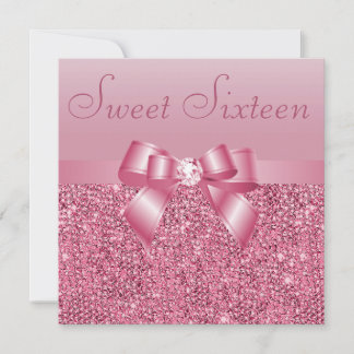 Rosa Sequinen, Bow & Diamond Sweet 16 Einladung