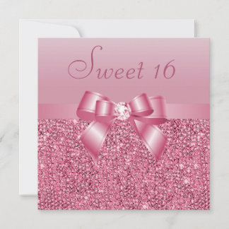 Rosa Sequinen, Bow & Diamond Sweet 16 Einladung