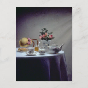 Rosa Set mit Tee- und Krumpffolien-Blume Postkarte