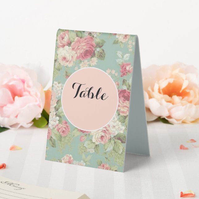 Rosa-Shabby Chic auf Aqua Tischaufsteller (In Situ (Hochzeit))