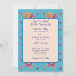 Rosa Shabby Chic Blume Viola Hochzeit Einladung