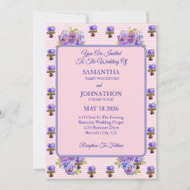 Rosa Shabby Chic Blume Viola Hochzeit Einladung