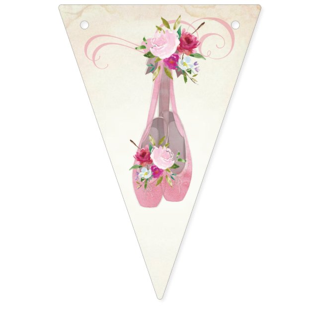 Rosa Shabby Chic Blumenballett Slippers Wimpelkette (Erste Fahne)