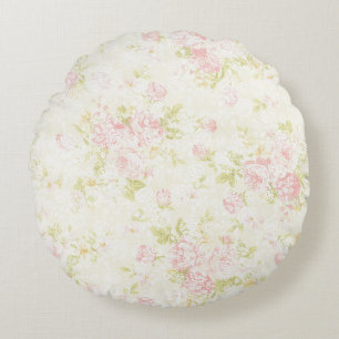 Rosa Shabby Chic mit blühender Oberfläche Rustik Rundes Kissen