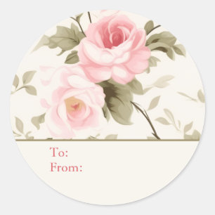 Rosa Shabby Chic-Rosen Personalisiert An und Von Runder Aufkleber