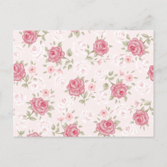 Rosa, Shabby Chic, Vintag, blumenreich, viktoriani Postkarte (Vorderseite)