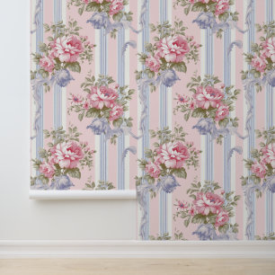 Rosa Shabby Chic Vintages Blumenmuster Tapete