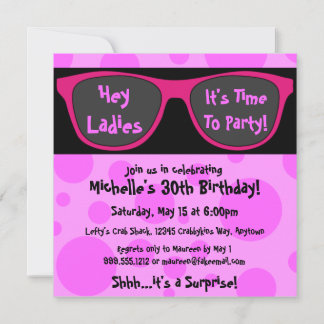 Rosa Shades Custom Birthday Party Einladungen