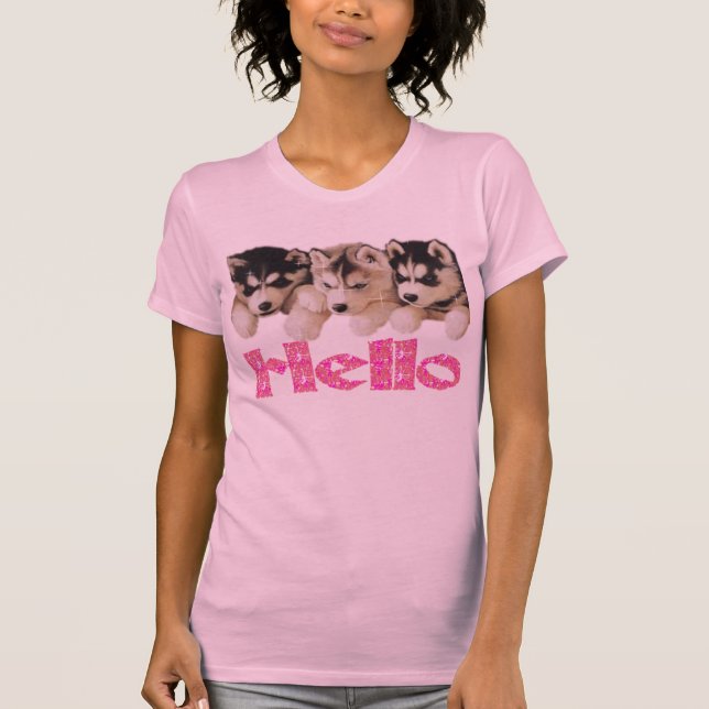 ROSA SHIRT-SIBIRISCHER SCHLITTENHUND-WELPEN T-Shirt (Vorderseite)