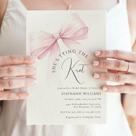 Rosa Sie bindet die Knot-Bridal-Dusche an die Einl Einladung