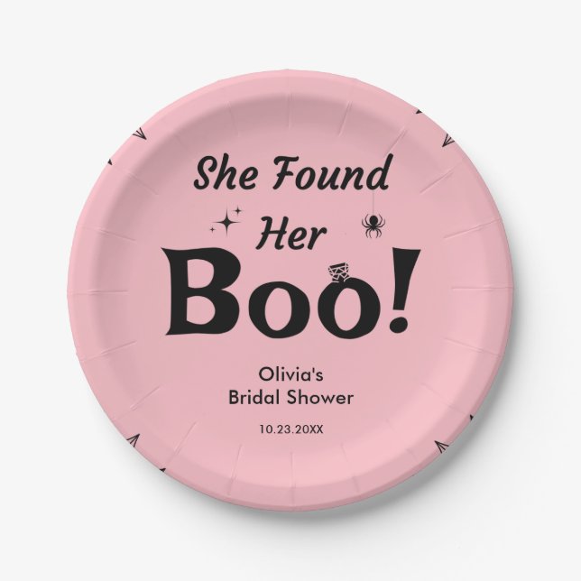 Rosa Sie fand ihr Brautparty zu Halloween Pappteller (Vorderseite)
