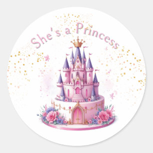 Rosa Sie ist eine Prinzessin Runder Aufkleber