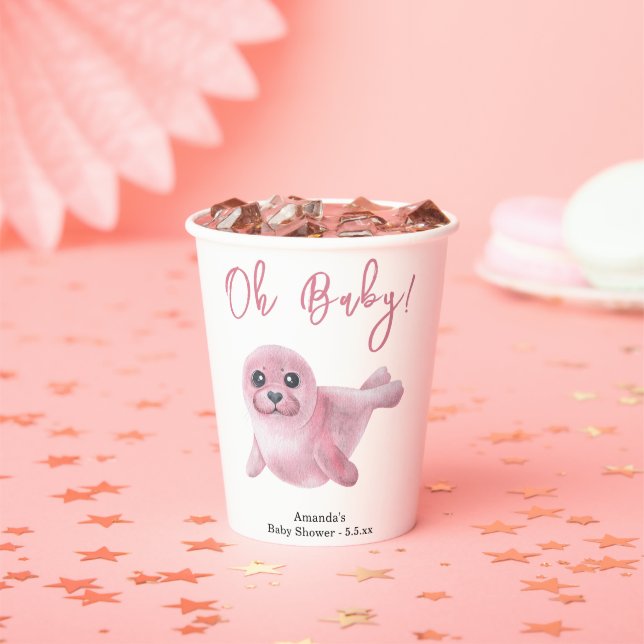 Rosa Siegel Babydusche Pappbecher (Insitu)