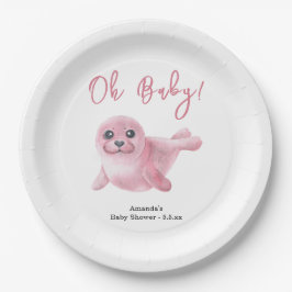 Rosa Siegel Babydusche Pappteller