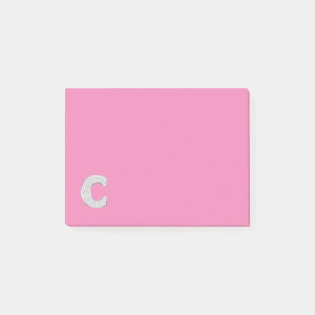 Rosa Silber Buchstabe C Post-it Klebezettel (Vorderseite)