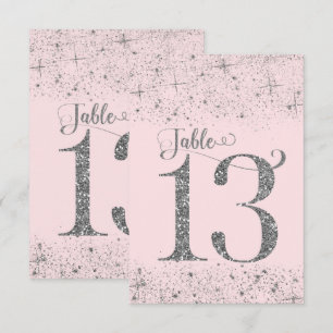 Rosa Silber Glitter-Tischzahlen Nummer 13 Einladung