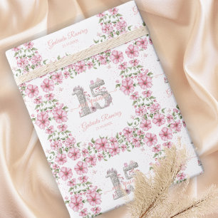 Rosa Silber Mis Quince Quinceañera  Geschenkpapier