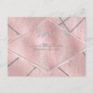 Rosa & Silber Satin Glanz Glam Save-the-Date-Karte Ankündigungspostkarte