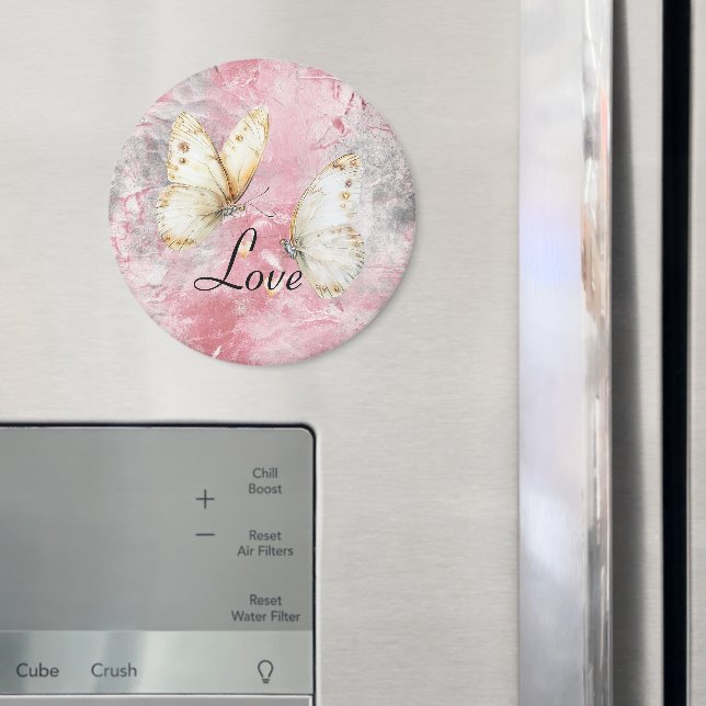 Rosa Silber Schmetterlinge Liebe Magnet (In Situ (Kühlschrank))