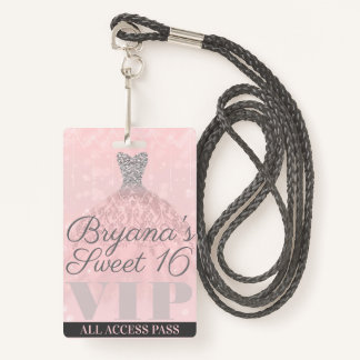 Rosa Silber Sparkle Dress Sweet 16 VIP Pass Ausweis