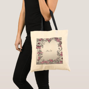 Rosa Silber Weiße Blumen-Tasche Tragetasche