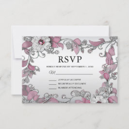 Rosa Silber Weiße Blütenblume RSVP Karte