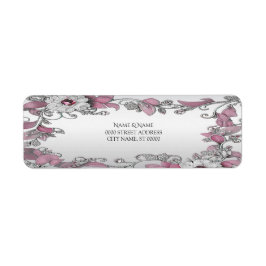 Rosa Silber Weiße Floral Rücksendeadresse Etikett
