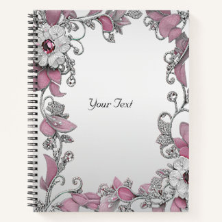Rosa Silber White Floral Notebook Notizbuch