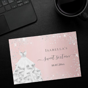 Rosa Silberkleid Glitzer Sweet 16 Gästebuch